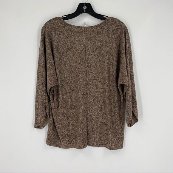Workshop Women’s Brown Round Neck 3/4 Sleeve Blouse size L - Picture 3 of 3